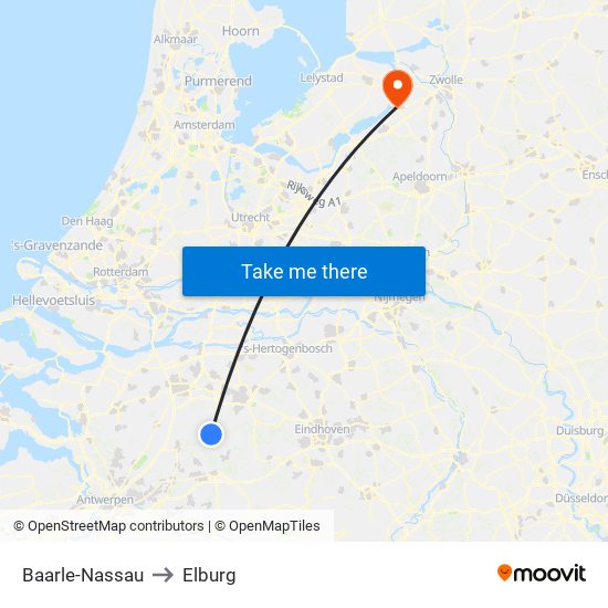 Baarle-Nassau to Elburg map