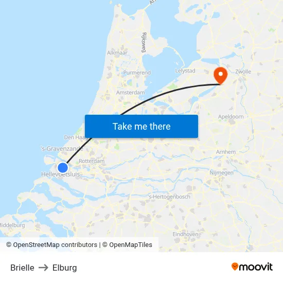 Brielle to Elburg map