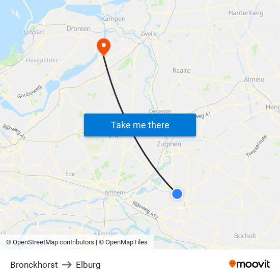 Bronckhorst to Elburg map