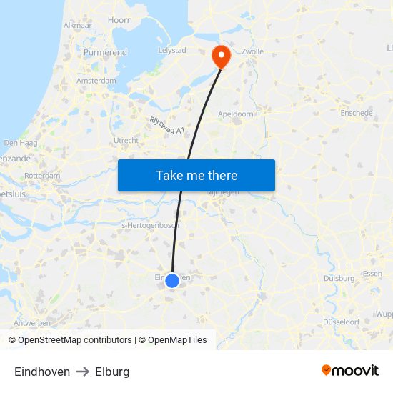 Eindhoven to Elburg map