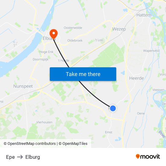 Epe to Elburg map