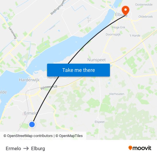 Ermelo to Elburg map