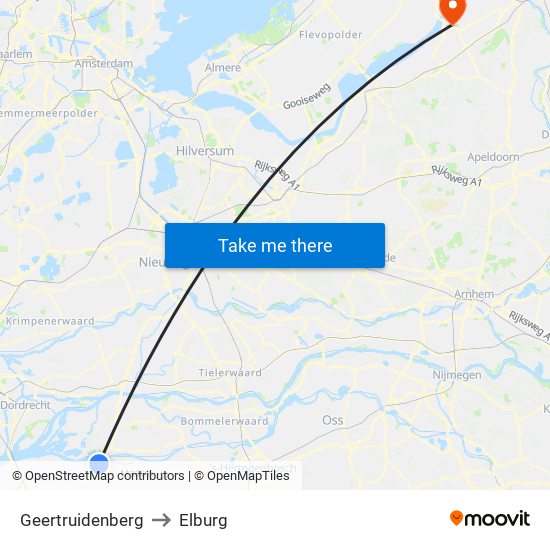 Geertruidenberg to Elburg map
