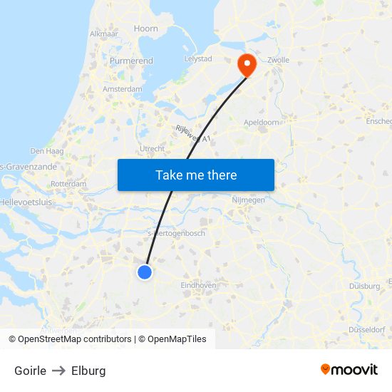 Goirle to Elburg map