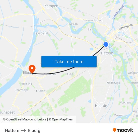 Hattem to Elburg map