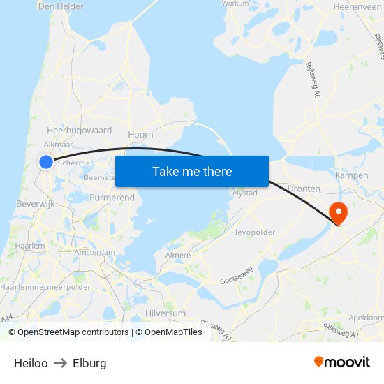Heiloo to Elburg map