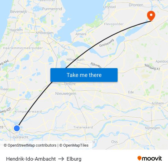 Hendrik-Ido-Ambacht to Elburg map