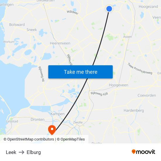 Leek to Elburg map