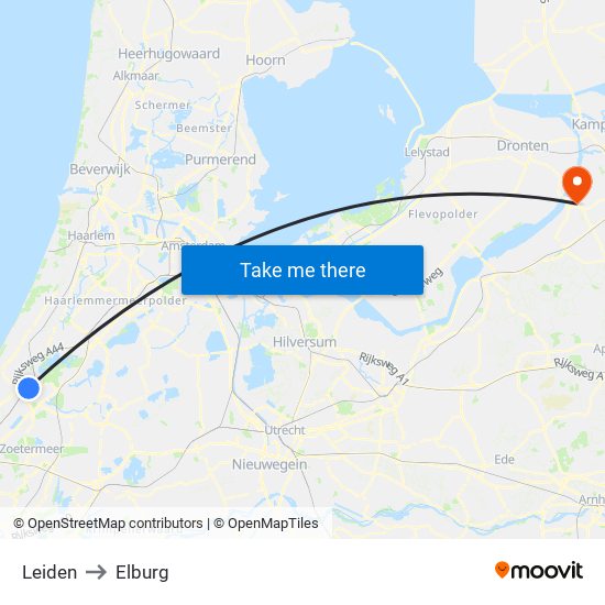 Leiden to Elburg map
