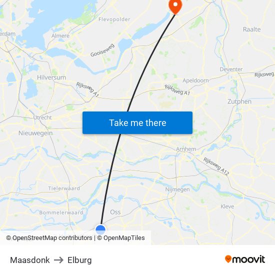 Maasdonk to Elburg map