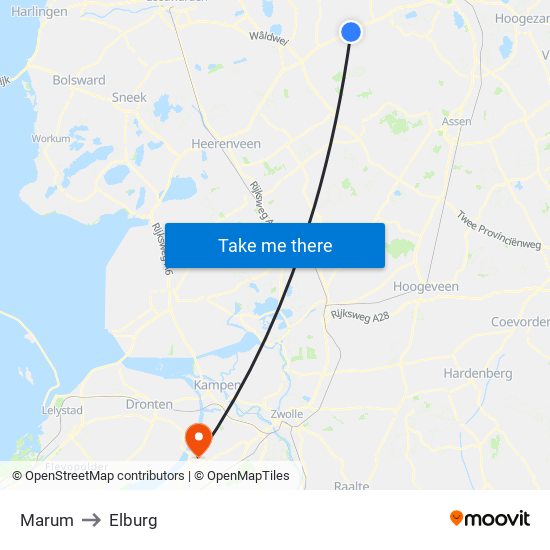 Marum to Elburg map