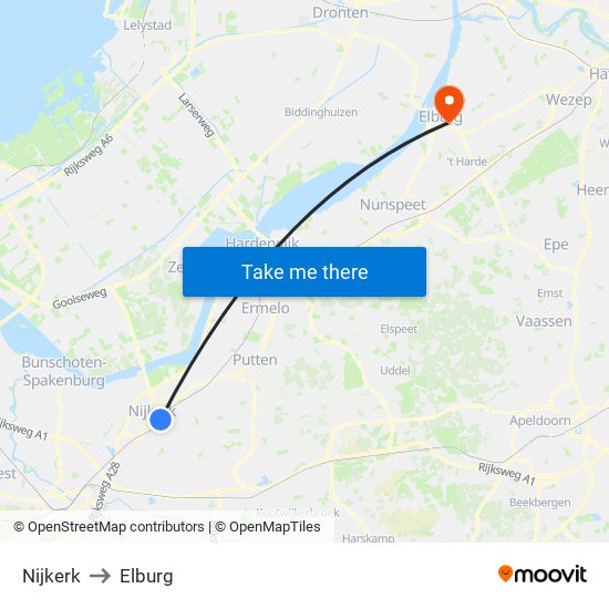 Nijkerk to Elburg map