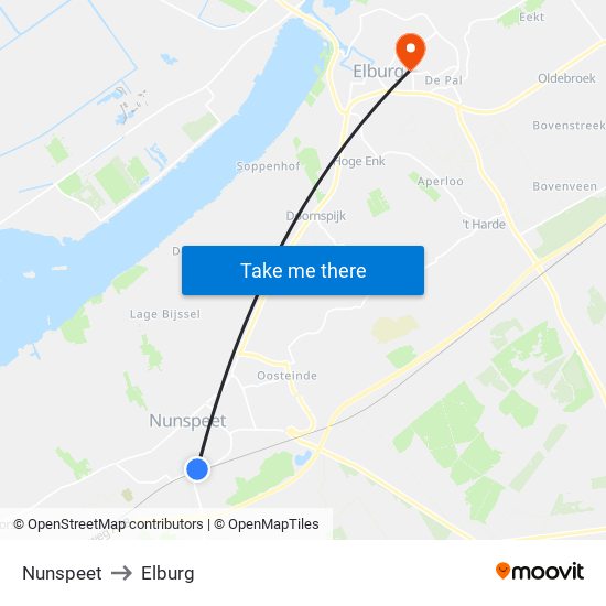 Nunspeet to Elburg map