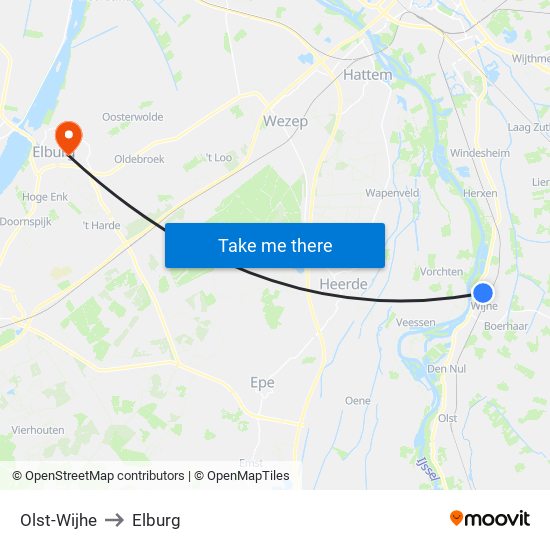 Olst-Wijhe to Elburg map