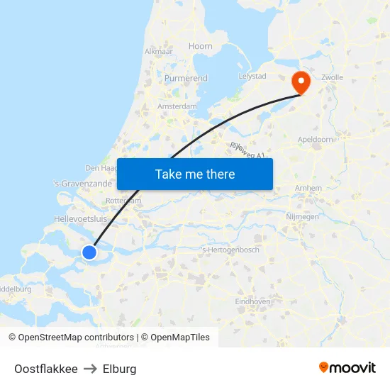 Oostflakkee to Elburg map