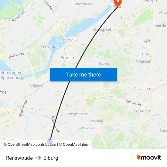 Renswoude to Elburg map