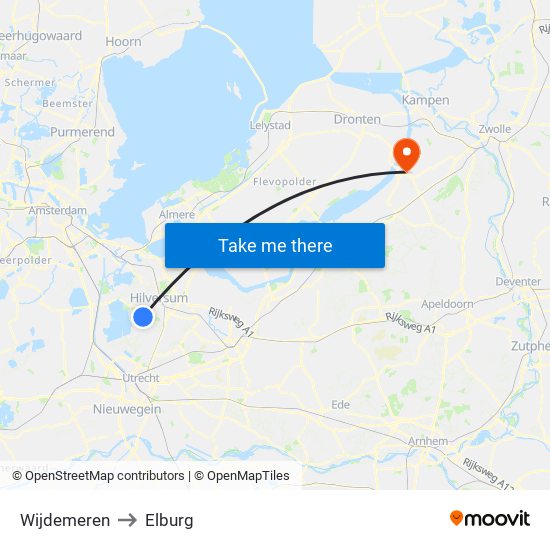 Wijdemeren to Elburg map