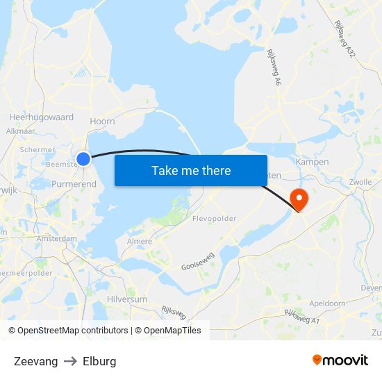 Zeevang to Elburg map