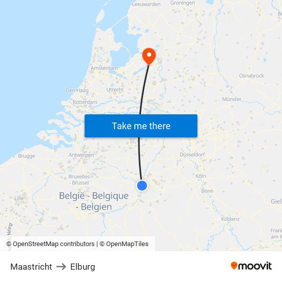 Maastricht to Elburg map