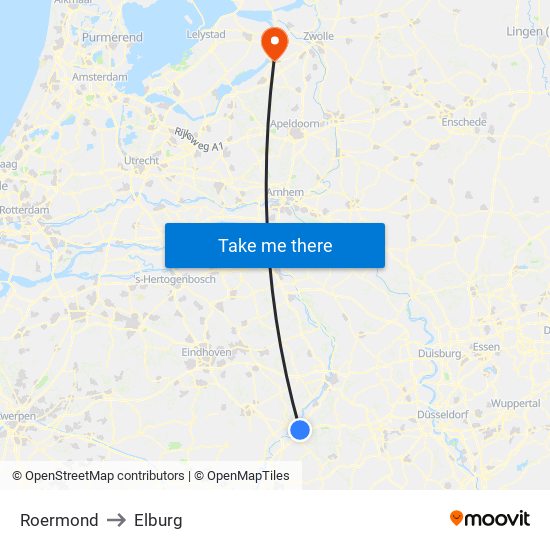 Roermond to Elburg map