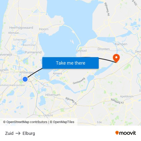 Zuid to Elburg map