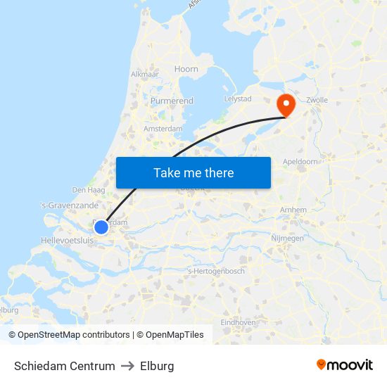 Schiedam Centrum to Elburg map