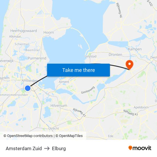Amsterdam Zuid to Elburg map