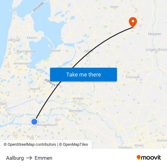 Aalburg to Emmen map