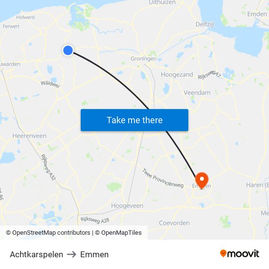 Achtkarspelen to Emmen map