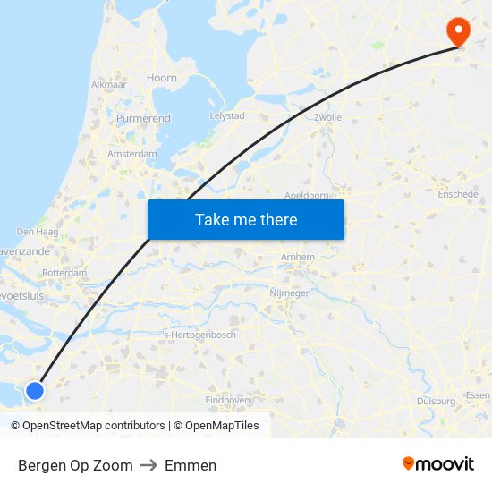 Bergen Op Zoom to Emmen map