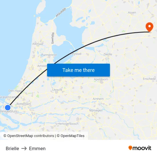 Brielle to Emmen map