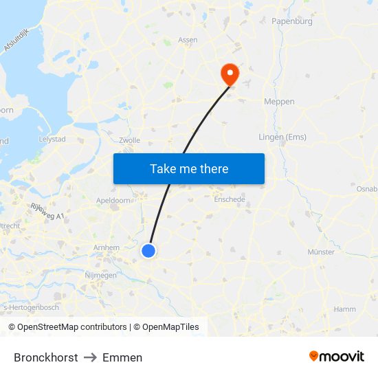 Bronckhorst to Emmen map