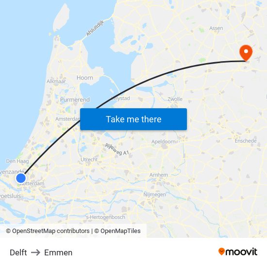 Delft to Emmen map