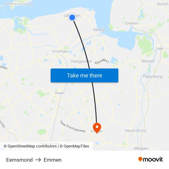 Eemsmond to Emmen map