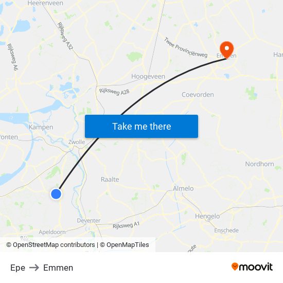 Epe to Emmen map