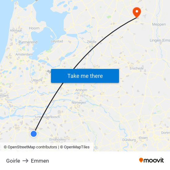 Goirle to Emmen map