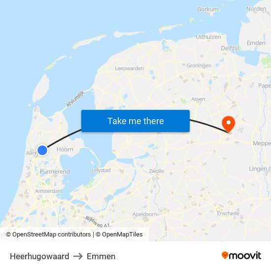 Heerhugowaard to Emmen map