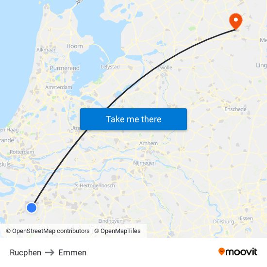 Rucphen to Emmen map