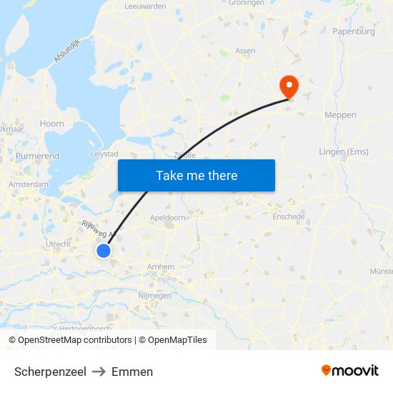 Scherpenzeel to Emmen map