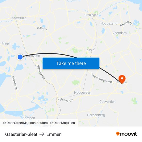 Gaasterlân-Sleat to Emmen map