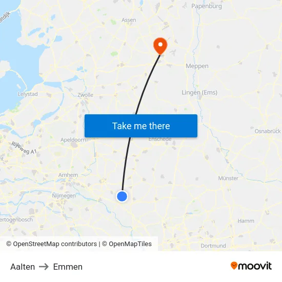 Aalten to Emmen map