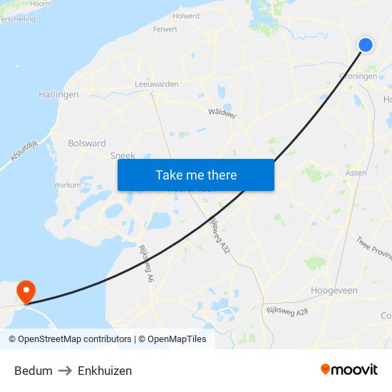 Bedum to Enkhuizen map