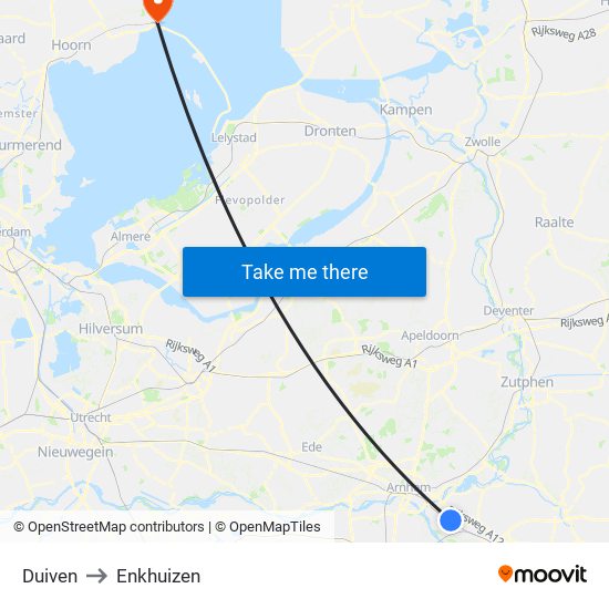 Duiven to Enkhuizen map