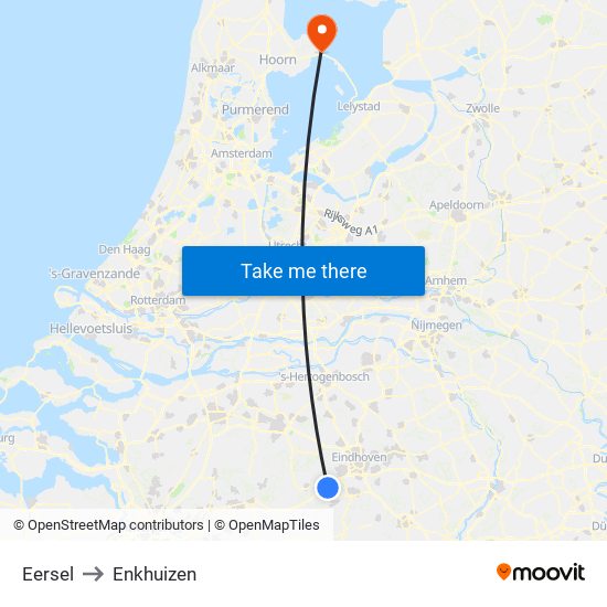 Eersel to Enkhuizen map