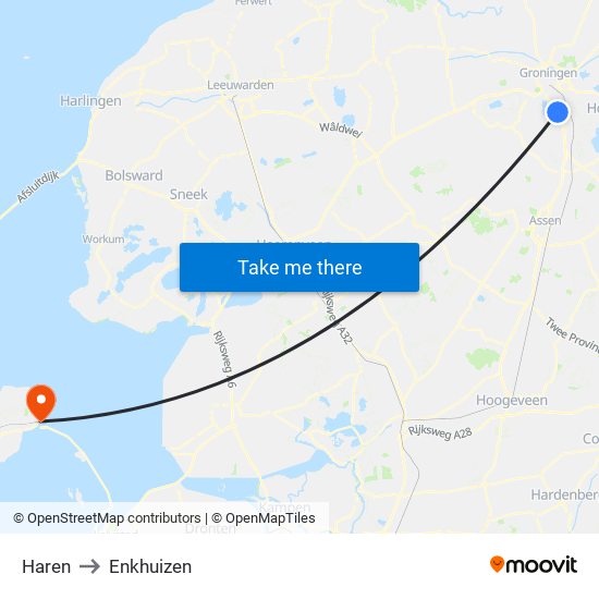 Haren to Enkhuizen map