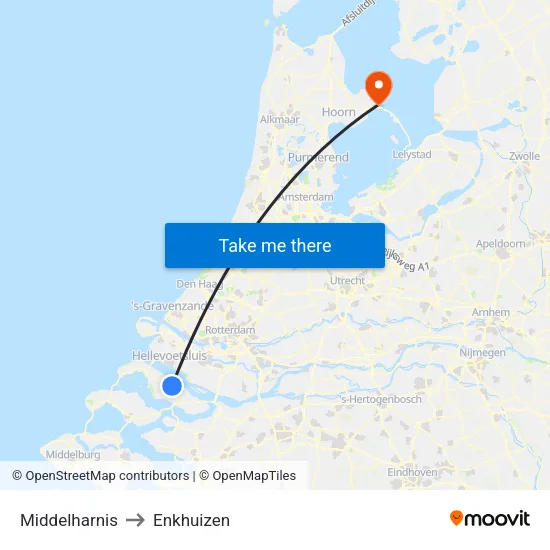 Middelharnis to Enkhuizen map