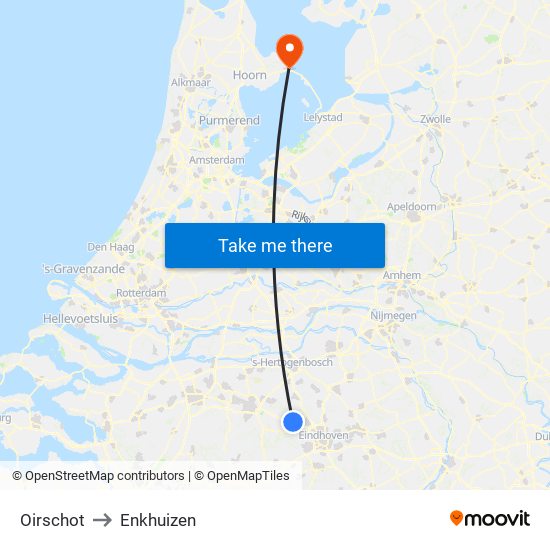 Oirschot to Enkhuizen map