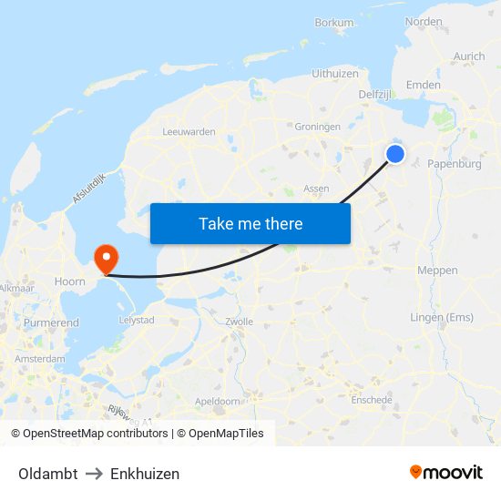Oldambt to Enkhuizen map