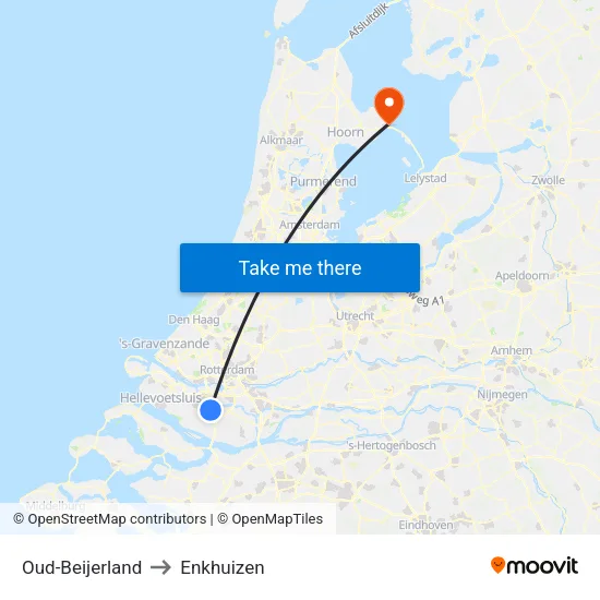 Oud-Beijerland to Enkhuizen map