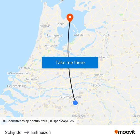 Schijndel to Enkhuizen map